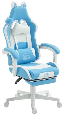 Produktbild von HOMCOM Gaming-Stuhl, ergonomischer Gamer-Stuhl, Lendenwirbelstütze, Fußstütze