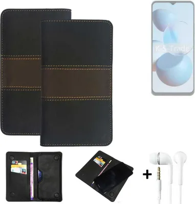 Produktbild von K-S-Trade Handyhülle + Kopfhörer kompatibel mit Cubot A10 Schutzhülle Walletcase Bookstyle Tasche Schutz Case Hülle Wallet Cover Kunstleder