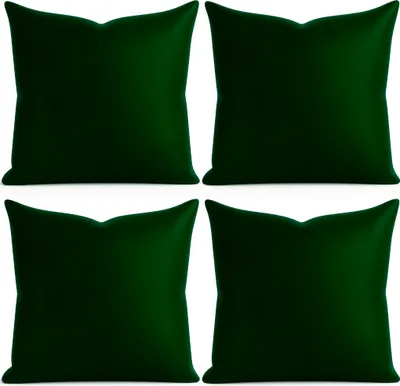 Produktbild von 4er Set Kissenhülle 40x40 cm dunkelgrün mit Reißverschluss als Deko
