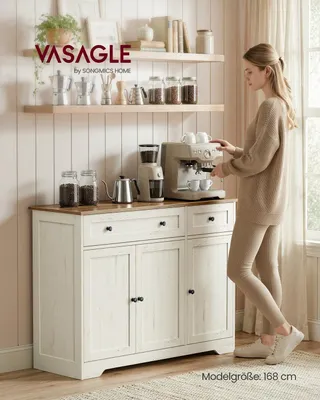 Produktbild von Küchenschrank Vintage weiß Landhausstil 3 Türen | Vintage weiß | 106,8x40x80cm