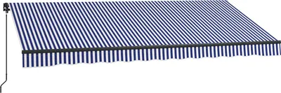 Produktbild von Markise 4X3M Wandmontage Balkonmarkise Mit Handkurbel, Sonnenschutz, Alu, Blau+Weiß