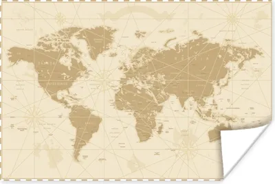 Produktbild von MuchoWow® Poster Weltkarte - Vintage - Retro 30x20 cm - Plakate - Print