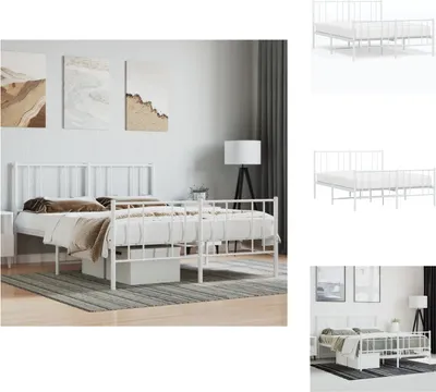 Produktbild von vidaXL Bettgestell mit Kopf- und Fußteil Metall Weiß 120x190 cm -  Betten & Bettgestelle