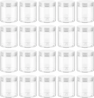 Productafbeelding van Voorraadpotten Set 20 Stuks - 236 ml - Transparant PET - Luchtdicht - Lekvrij - Schroefdeksel - 53 x 78 mm - Opbergpotten