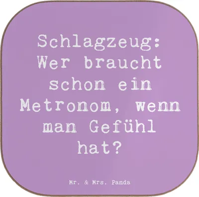 Produktbild von Mr. & Mrs. Panda Tischuntersetzer Spruch Schlagzeug Gefühl - Lavendeltraum - Geschenk, Schlagzeuger, Trommeln, Musik, Holzuntersetzer, Coaster, Untersetzer Tasse, Lernen