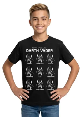 Produktbild von Star Wars Darth Vader Mimik Teenager T-Shirt, 134/146 (9-11 Jahre), Schwarz