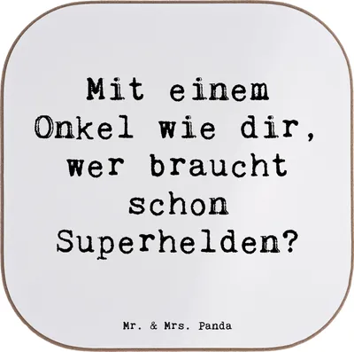Produktbild von Mr. & Mrs. Panda Tassenuntersetzer personalisiert Super-Onkel - Weiß - Geschenk, Onkel Geschenke, Personalisierte Untersetzer, Bierdeckel, Superhelden, Bieruntersetzer
