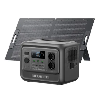 Immagine prodotto di BLUETTI Elite 100 V2 + centralina portatile da 100W, batteria di backup da 1024Wh con 2 uscite AC da 1800W, sistema di accumulo solare per campeggio e emergenze