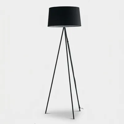 Produktbild von Stehlampe aus Metall mit Baumwoll-Lampenschirm Marilyn - Schwarz