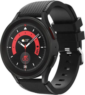Produktbild von Strap-it Samsung Galaxy Watch 5 Pro Silikonarmband (Schwarz)