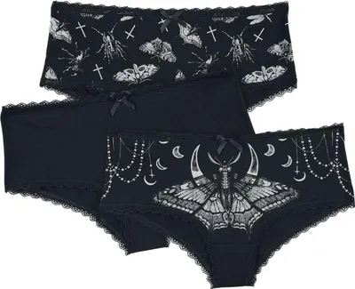 Produktbild von Gothicana by EMP Damen Schwarzes Panty-Set mit Prints XL
