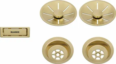 Produktbild von BLANCO Ab- und Überlaufset (Sichtteile) satin gold, für Doppelbecken