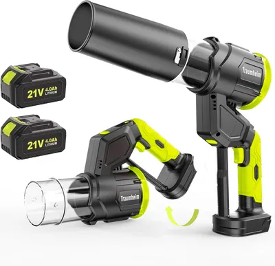 Produktbild von Akku Laubbläser, 180° Drehregelung, 4-Gang & 306km/h Luftgeschwindigkeit, mit 2x 4,0Ah Akku und Schnellladegerät–Ergonomisch für Haus, Garten, Gewerbe