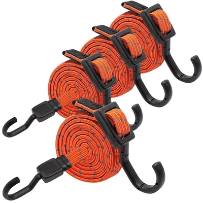 Produktbild von Gummispanner mit Haken 4er Set 100cm Flach Orange Reflektierend