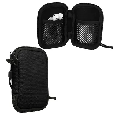 Produktbild von kwmobile In-Ear Kopfhörer Tasche kompatibel mit in-ear Headphones - Hülle Canvas Cover Case - 6 x 9 cm Innenmaße - Etui in Schwarz