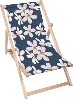 Produktbild von Dreamroots Liegestuhl klappbar Holz bis zu 130 kg, Sonnenliege klappbar mit 3-stufiger Neigungsregulierung der Rückenlehne, Hand Draw Floral