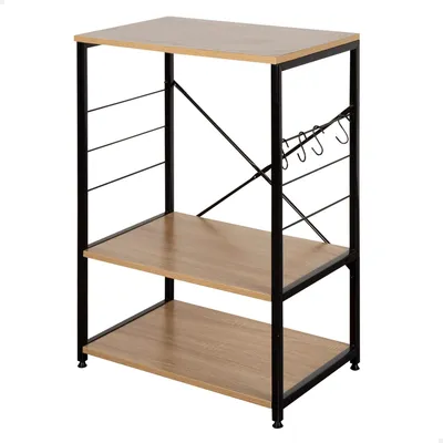Beistellschrank 60x40x82 cm, 3 Ebenen, 4 Haken, verstellbare Füße