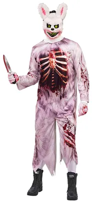Productafbeelding van Kostuum van een zombiekonijn met konijnenmasker, geschikt voor Halloween, maat: XL