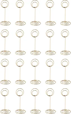 Produktbild von 20 Stück Tischnummernhalter, 85 mm, rundes Eisen, Tischkarten-Desktop-Foto-Memo-Ständer für Hochzeit, Party, Abschlussfeier, Büro, Gold