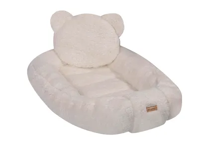 Produktbild von Premium Babynestchen mit Kissen | Kuscheliges Babynest Teddy-Stoff | Neugeborenen Kuschelbett Multifunktional | Farbe: Creme / Teddy