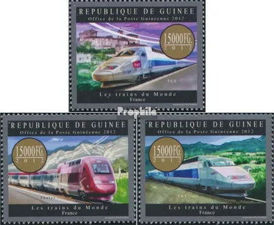 Produktbild von Briefmarken Guinea 2012 Mi 9585-9587 (kompl. Ausgabe) postfrisch Züge Frankreichs (TGV)