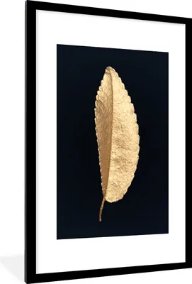Produktbild von MuchoWow® Gerahmtes Poster Blätter - Schwarz und Gold - Luxus - Chic - Natur 60x90 cm - Poster mit Schwarzem Bilderrahmen Wandposter Rahmen Foto Bilder - Dekoration - Wandposter Wohnzimmer - Hochwertig