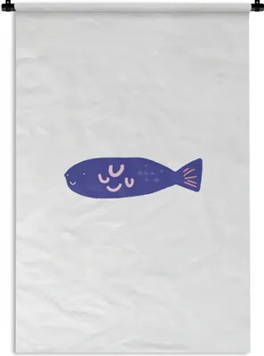 Produktbild von MuchoWow® Wandteppich Wandbehang Fisch - Lila - Pastell 90x135 cm Tapisserie Dekoration Wandtuch - Baumwolle - Wandskulptur