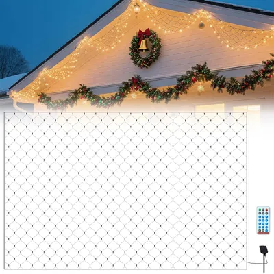 Produktbild von LARS360 LED Lichternetz Solar 6 x 4 m, 480 LEDs Warmweiß, Weihnachtsbeleuchtung mit Fernbedienung, 8 Leuchtmodi, Timer & Memory-Funktion