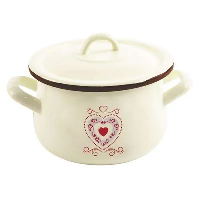 Produktbild von ORION Emaille-Topf emaillierter Kochtopf HERZ 16 cm mit Deckel für Gasherd Induktion