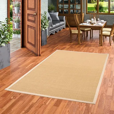 Produktbild von Sisalteppich Natura Honig Bordüre Beige, Größe:150x150 cm