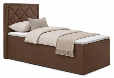 Produktbild von Bett, Boxspringbett DORMI MINI 90x200 cm mit Bettkästen, Topper Visco (Braun: Itaka 20)