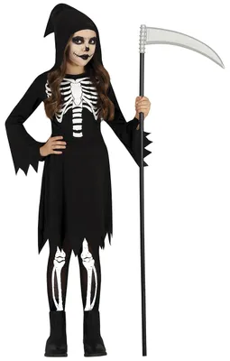 Immagine prodotto di Scheletro Costume Halloween Fantasia Spaventoso Completo, Taglia: 98/104 Colore: Nero