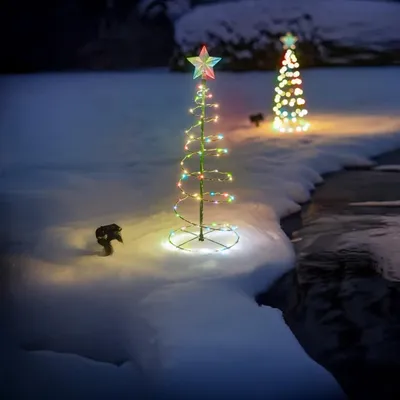 Solar-RGBY-Weihnachtsbaumdekoration, kegelförmig, 2 m + 1 m