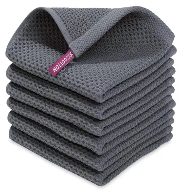 Produktbild von 6PCS Geschirrtücher Baumwolle, 30x30 cm Küchenhandtücher, Geschirrtücher Waffelstruktur Handtücher Küche, Küchentücher Saugstarke und Strapazierfähige (Dunkelgrau)
