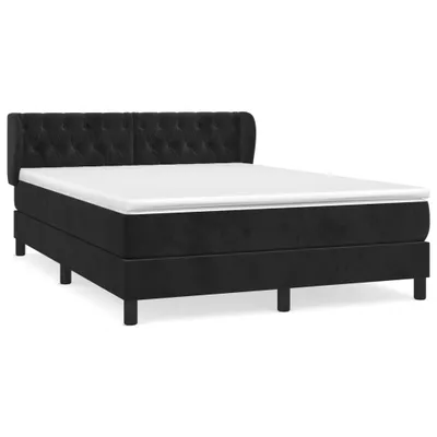 Produktbild von vidaXL Boxspringbett mit Matratze Schwarz 140x200 cm Samt