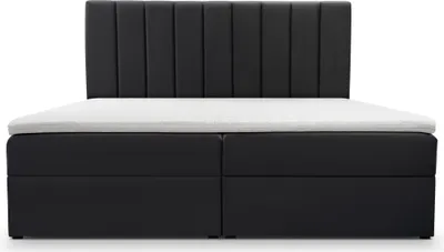 Produktbild von Kontinentalbett aus Samt, Polsterbett, Boxspringbett, dekorativem Kopfteil Doppelbett mit Bonell-Matratze, Topper und Bettkasten (gepolstertes Kopfteil, Boxspring) Boxspringbett Bett 01 –160x200 - Trinity 32 - Silber