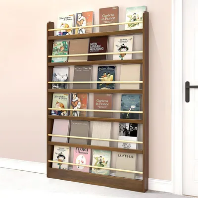Produktbild von Kinderbücherregal Wandregal Holz Walnuss 120x10x178cm