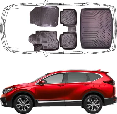 Produktbild von 3D Fußmatten & Untere Kofferraumwanne Auto Set Kompatibel mit Honda CR-V 5.Gen 2018-2023