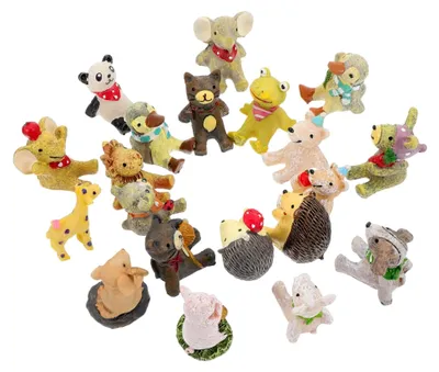 Produktbild von 20 Miniatur-Tierfiguren aus Kunstharz für Mikrolandschaften und Dekoration