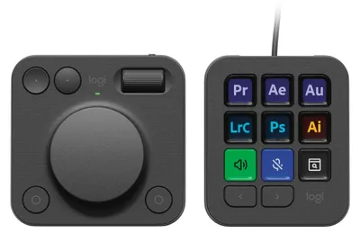 Obrázok produktu pre Logitech MX Creative Console, klávesnica, Bluetooth/USB, grafitová, integrácia s aplikáciami: -Adobe Lightroom -Adobe Lightroom Classic -Adobe Photoshop -Adobe Premiere Pro..., batérie, AAA