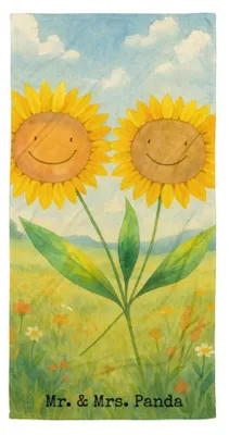 Produktbild von Mr. & Mrs. Panda Strandtuch Blume Sonnenblume Design - Weiß - Geschenk, Handtuch, Duschhandtuch, Vertrauen, Badelaken, Badehandtuch, Garten, Beste Freundin, Sonnenblumen