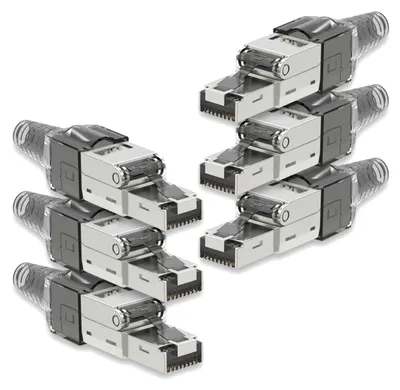 Produktbild von 6x Netzwerk Stecker CAT 7 Werkzeuglos RJ45 CAT7 Netzwerkstecker Netzwerkkabel