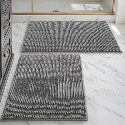 Zdjęcie produktu dla Zestaw dwóch dywaników łazienkowych Ibenzoa® z mikrofibry, 50 x 80 cm – miękkie, puszyste dywaniki, antypoślizgowe, można prać w pralce