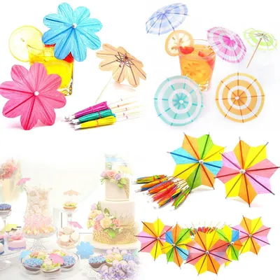 Produktbild von Cocktail Schirmchen 90 Stück Bunte Papierschirmchen für Party & Getränke