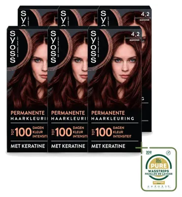 Produktbild von 6 x SYOSS Coloration 4-2 Mahonie - Permanente Haarkleuring - Vorratspackung - 6 Stücke