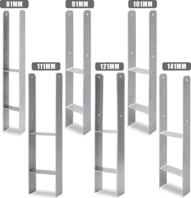 Zdjęcie produktu dla Izrielar 121 mm, zestaw 2 sztuk profesjonalnych metalowych kotew słupkowych – odporne na korozję i stabilne, przeznaczone do wiat garażowych, ogrodzeń i konstrukcji nośnych