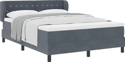 Produktbild von Boxspringbett mit Kopfteil Dunkelgrau 160 x 200 cm Samt