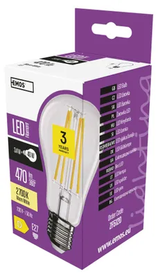 LED Lampe Filament A60 / E27 / 3,4 W (40 W) / 470 lm / Warmweiß