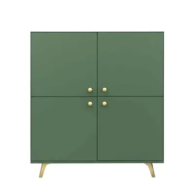 Produktbild von Masseno Kommode GALIO 100 cm Sideboard mit  Schubladen und 4 Türen für Wohnzimmer Schlafzimmer Modern 100x41x112 cm Grün