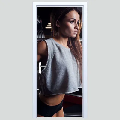 Produktbild von Stoffaufkleber für die Tür Fitnessstudio Frau 169PD